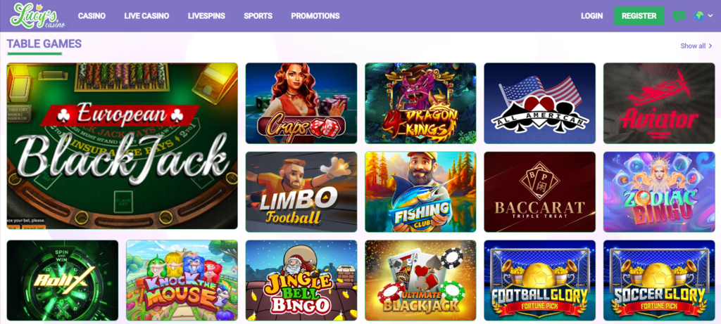 Lucys Casino Table Games