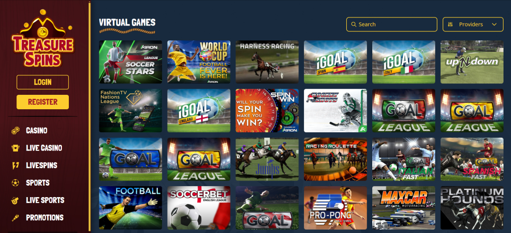 Treasure Spins Casino Virtual Games